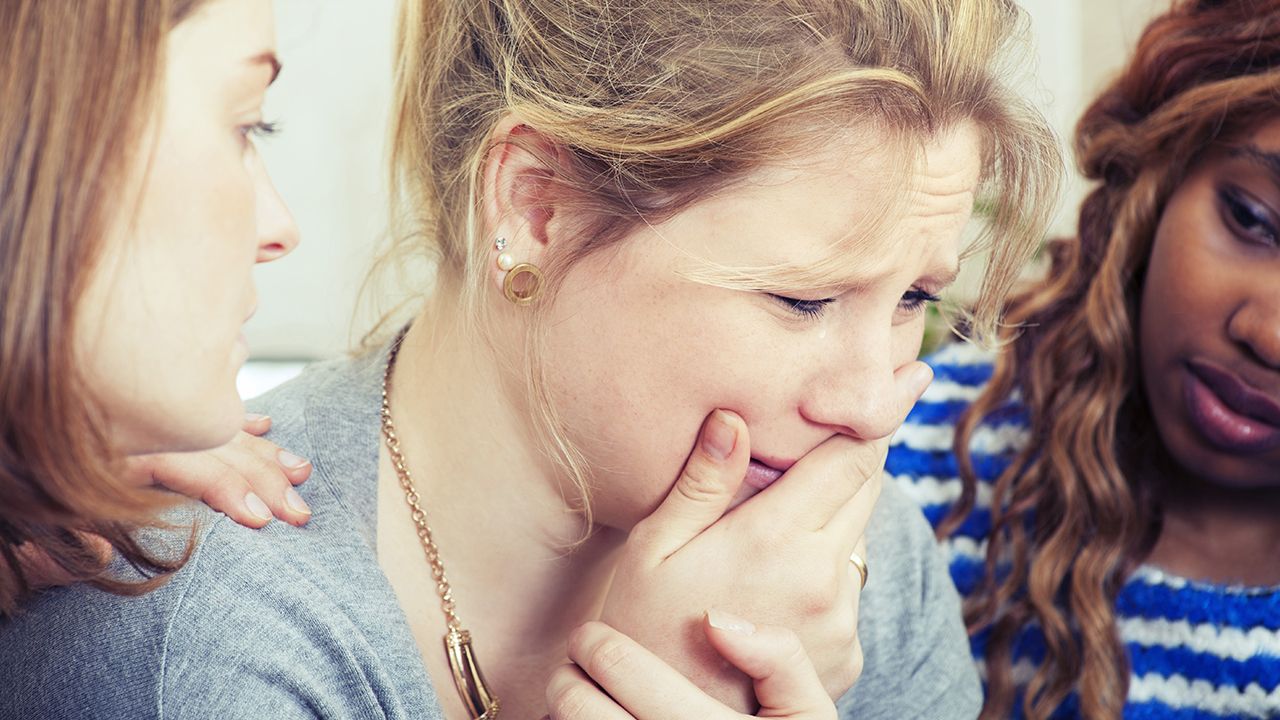 Emotional Issues being demonstrated with a woman crying.